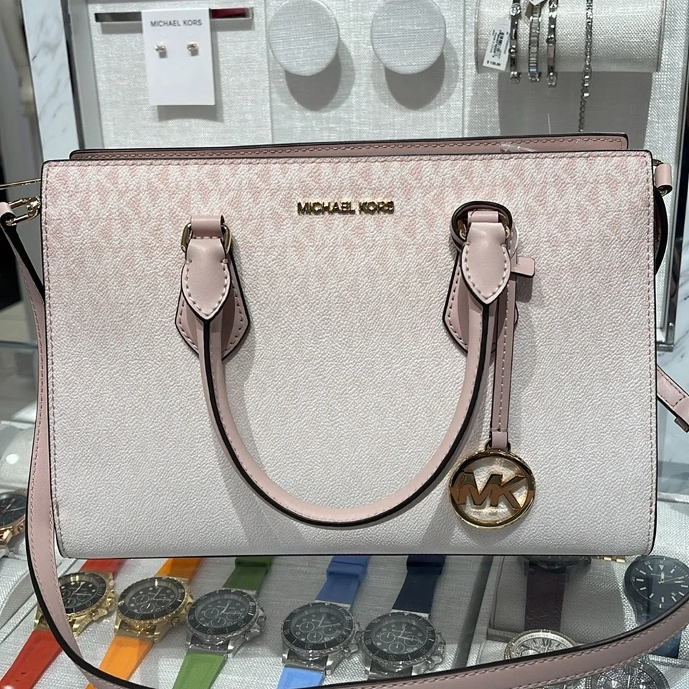 MICHAEL KORS Sheila Md Ombré Signature Logo Satchel Crossbody 
Powder Blush 
NWT - Picture 8 of 16